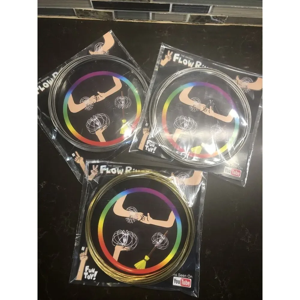 Lot Of 3 The Original Flow Rings As Seen On Youtube‎ Gold Silver Kids Fun Toy